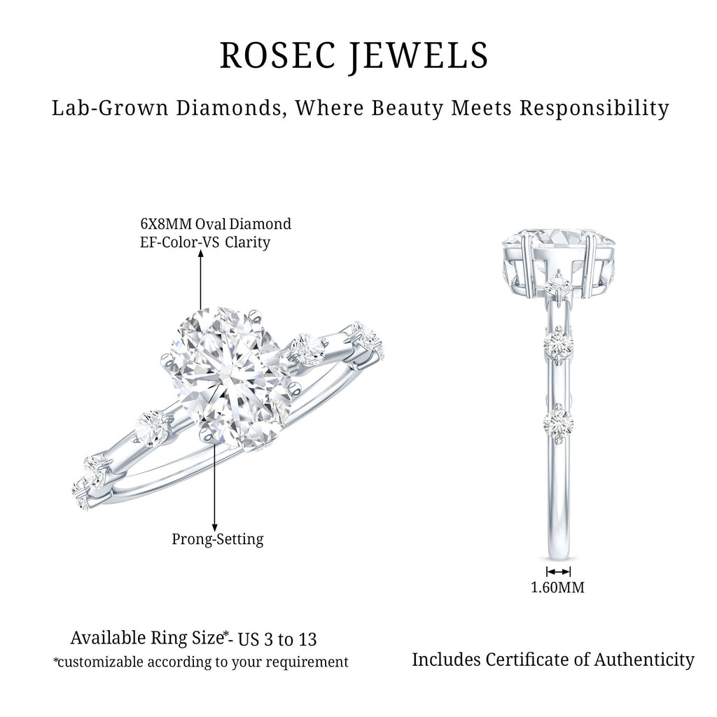Lab Grown Diamond 6X8 MM Oval Solitaire Engagement Ring